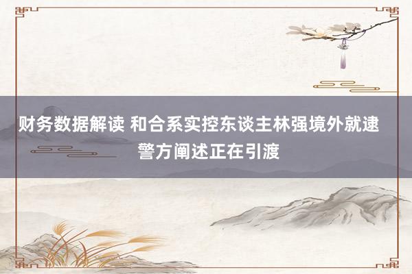 财务数据解读 和合系实控东谈主林强境外就逮    警方阐述正在引渡