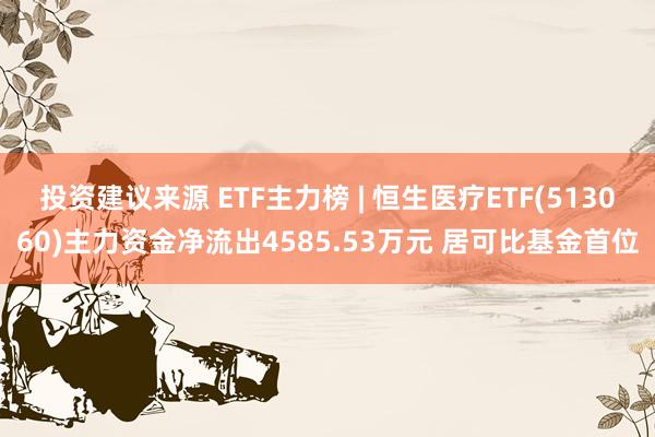 投资建议来源 ETF主力榜 | 恒生医疗ETF(513060)主力资金净流出4585.53万元 居可比基金首位