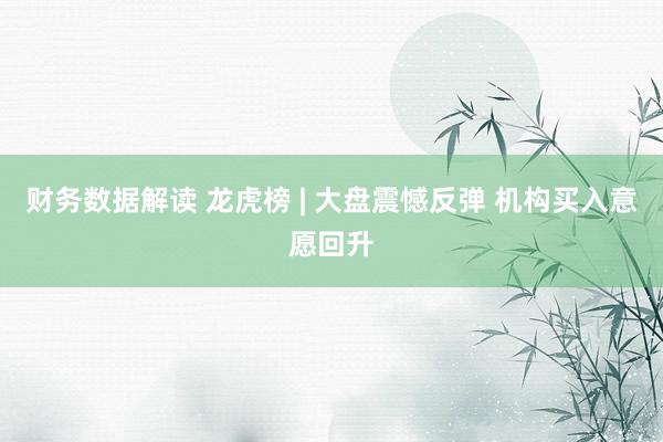 财务数据解读 龙虎榜 | 大盘震憾反弹 机构买入意愿回升