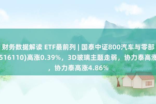 财务数据解读 ETF最前列 | 国泰中证800汽车与零部件ETF(516110)高涨0.39%，3D玻璃主题走弱，协力泰高涨4.86%