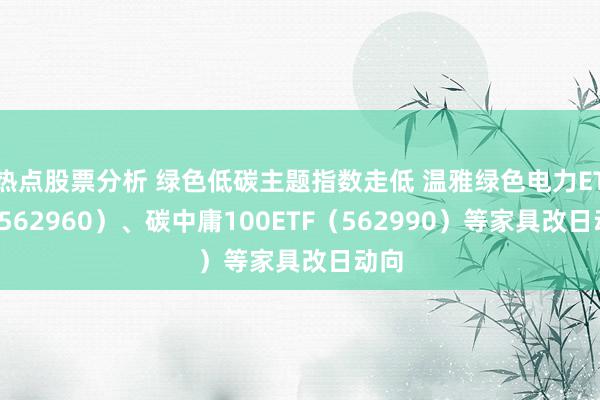 热点股票分析 绿色低碳主题指数走低 温雅绿色电力ETF（562960）、碳中庸100ETF（562990）等家具改日动向