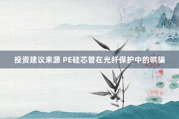 投资建议来源 PE硅芯管在光纤保护中的哄骗