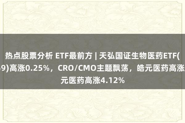 热点股票分析 ETF最前方 | 天弘国证生物医药ETF(159859)高涨0.25%，CRO/CMO主题飘荡，皓元医药高涨4.12%