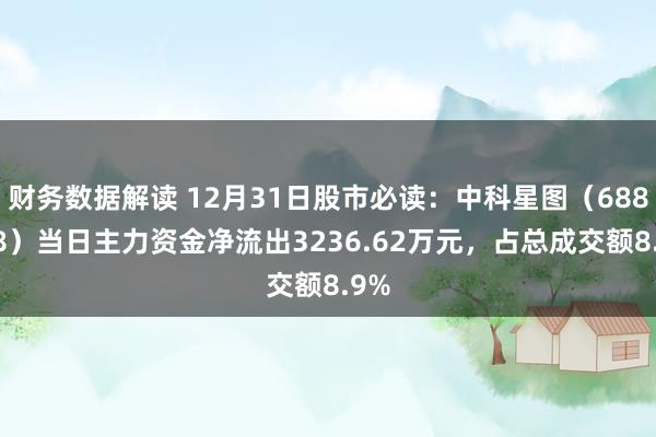 财务数据解读 12月31日股市必读：中科星图（688568）当日主力资金净流出3236.62万元，占总成交额8.9%