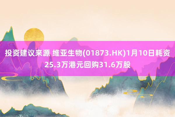 投资建议来源 维亚生物(01873.HK)1月10日耗资25.3万港元回购31.6万股