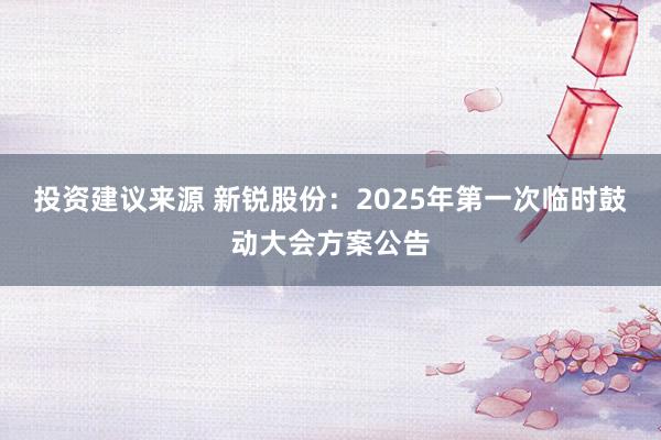 投资建议来源 新锐股份：2025年第一次临时鼓动大会方案公告