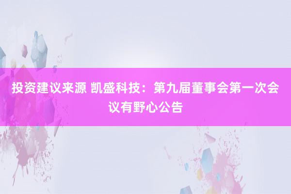 投资建议来源 凯盛科技：第九届董事会第一次会议有野心公告