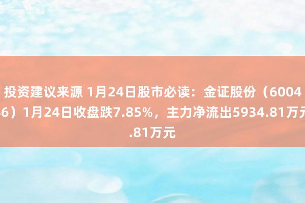 投资建议来源 1月24日股市必读：金证股份（600446）1月24日收盘跌7.85%，主力净流出5934.81万元