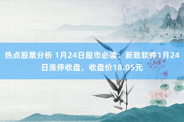 热点股票分析 1月24日股市必读：新致软件1月24日涨停收盘，收盘价18.05元