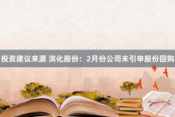 投资建议来源 滨化股份：2月份公司未引申股份回购