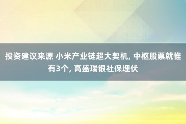 投资建议来源 小米产业链超大契机, 中枢股票就惟有3个, 高盛瑞银社保埋伏