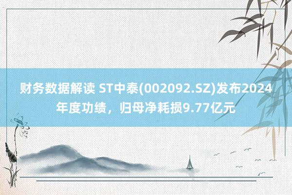 财务数据解读 ST中泰(002092.SZ)发布2024年度功绩，归母净耗损9.77亿元