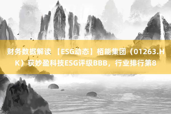 财务数据解读 【ESG动态】栢能集团（01263.HK）获妙盈科技ESG评级BBB，行业排行第8